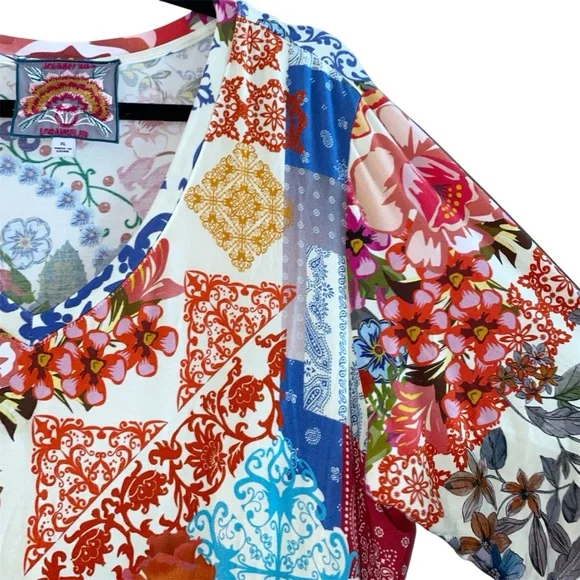 Johnny Was Tango Maxi T-Shirt Midi Length Patchwork Dress Size XL - Picture 6 of 16